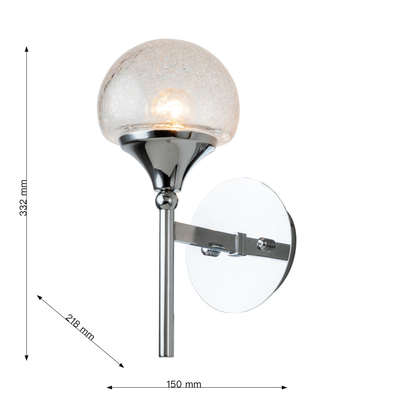 Бра Favourite Impulse 2971-1W, D220*W150*H330, хром, плафон из стекла с эффектом кракле