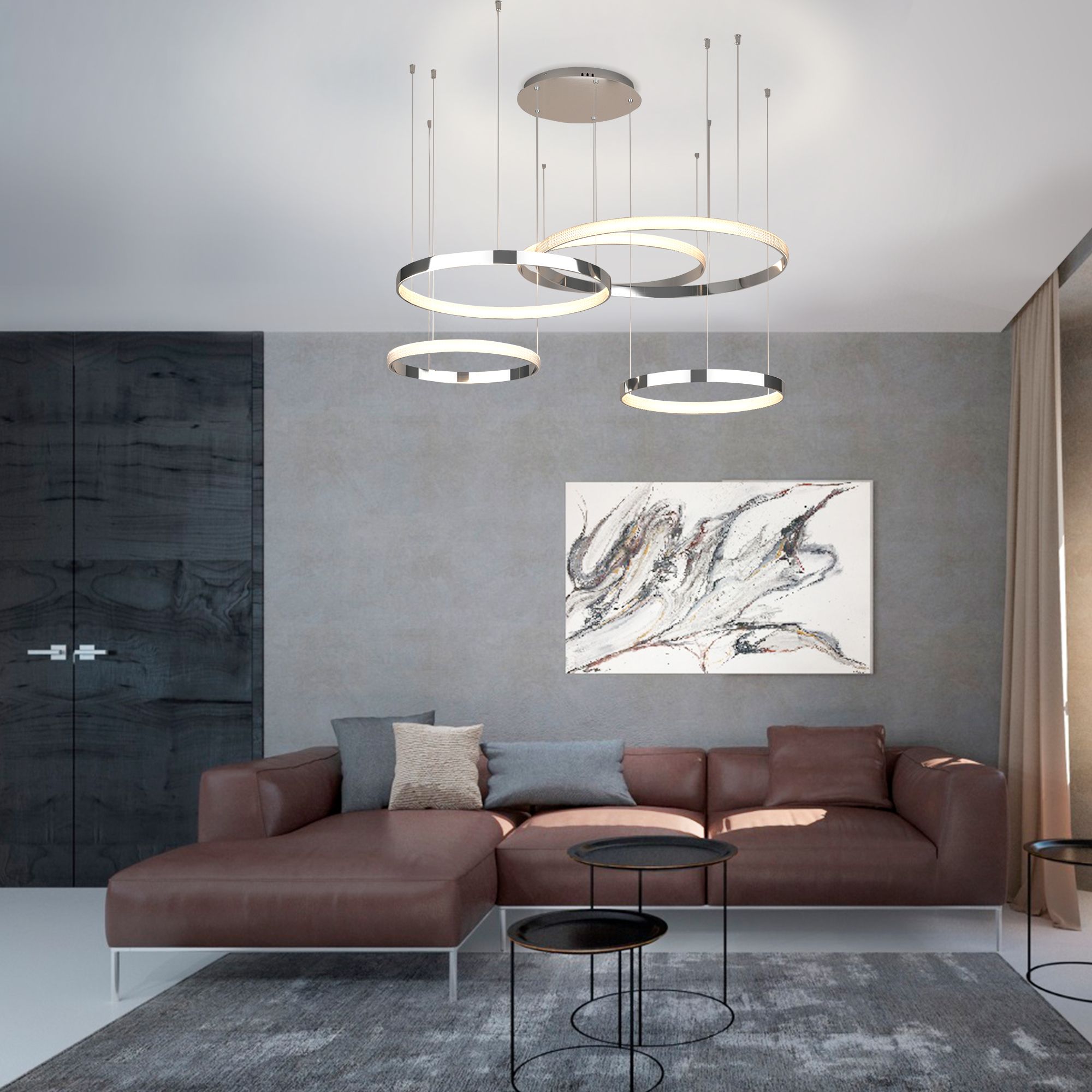 Светильник 128*142*110 см, *LED, 160W, 3300;4200;6500 Eurosvet Posh 90175/5, хром