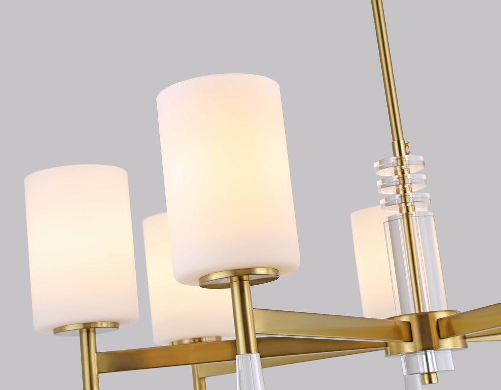 Люстра со стеклянными плафонами на штанге **59- см, 7*E27*60W, K, Ambrella Light High Light LH56263, латунь