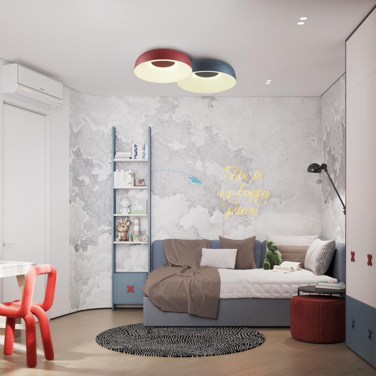 Потолочный светильник *36*14 см, LED 1*40W, 4000 К, Sonex Confy 7689/40L, белый/синий