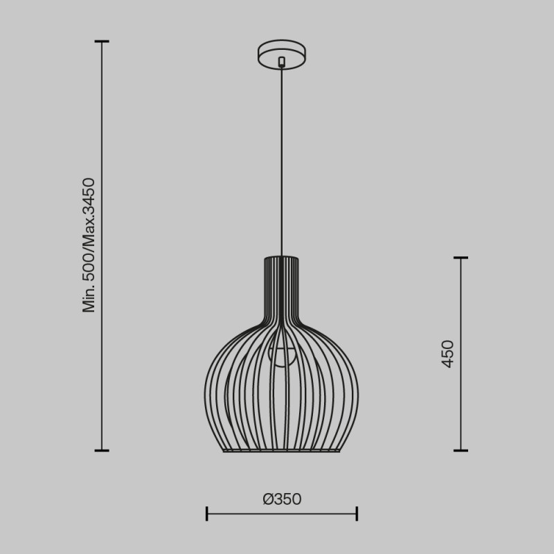 Подвесной светильник  35 см, E27 1 40W, К, Черный Maytoni Roots MOD194PL-01W