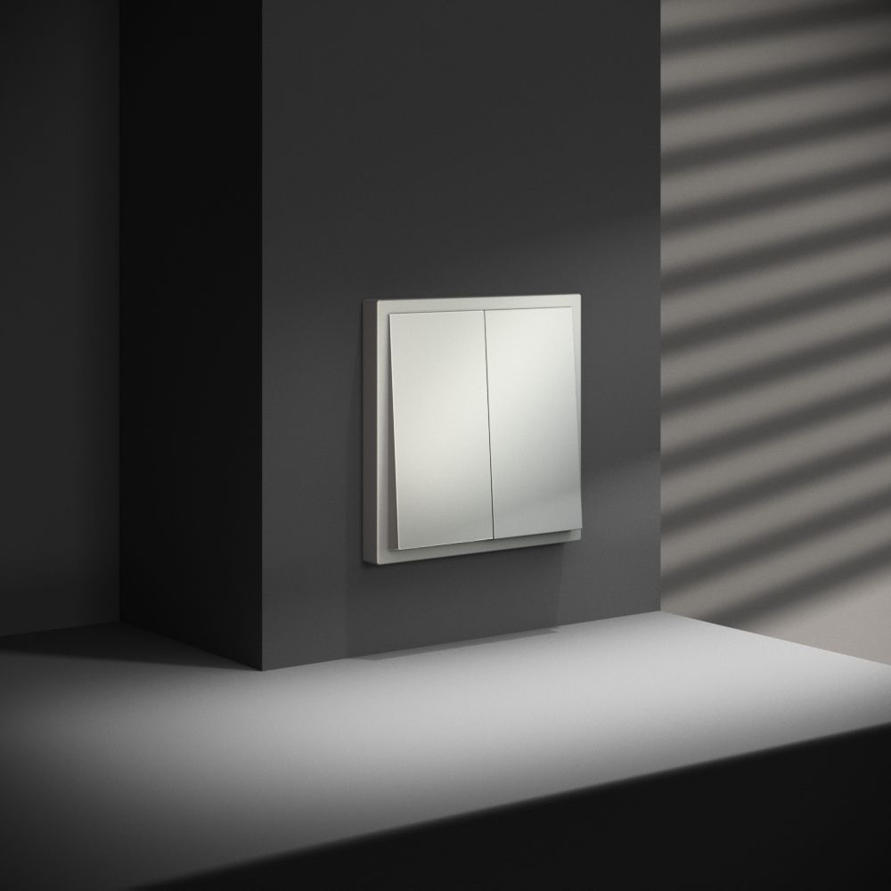 Перекрестный переключатель встраиваемый двухклавишный 10А, сталь Voltum S70 VLS020505, Пластик Soft touch