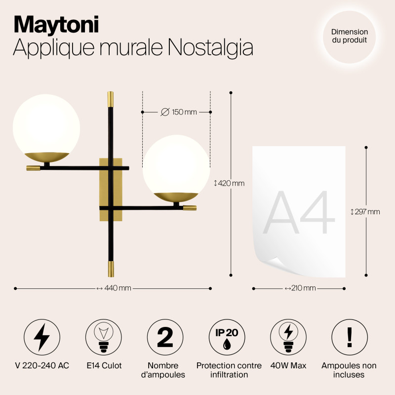 Бра Maytoni Nostalgia MOD048WL-02G, черный-золото