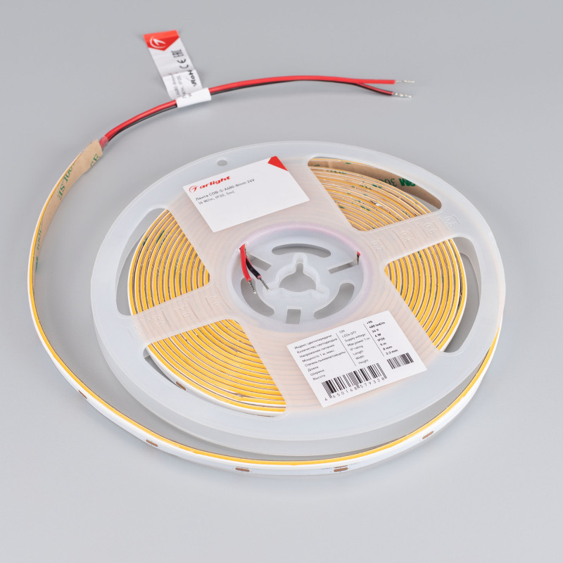 Лента COB-S-X480-8mm 24V Warm2700 (6 W/m, IP20, 5m) (Arlight, боковое свечение) 046904. Цена указана за 5 метров. Продается кратно 5 метрам.