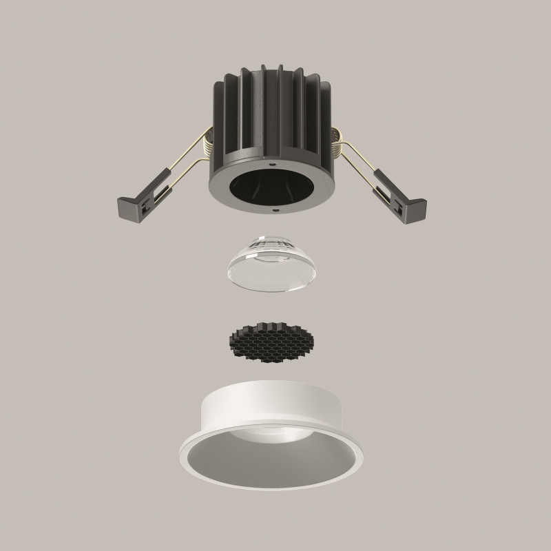 Встраиваемый светильник 6*6*5,3 см, LED, 7W, 3000К, Maytoni Technical ROUND DL058-7W3K-W белый