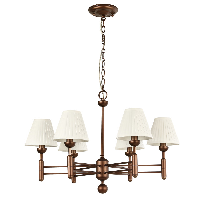 Подвесная люстра Favourite Avangard 2953-6P, D750*H510/1510, каркас золотисто-коричневого цвета, плафоны из белой ткани