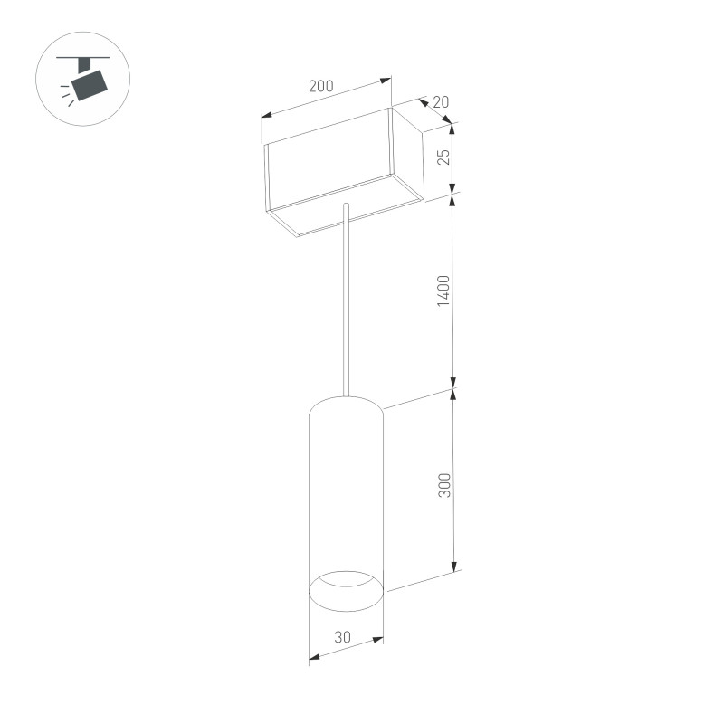 Светильник на шине Arlight 034244 20*2*172,5 см, 5W, белый (теплый)K,