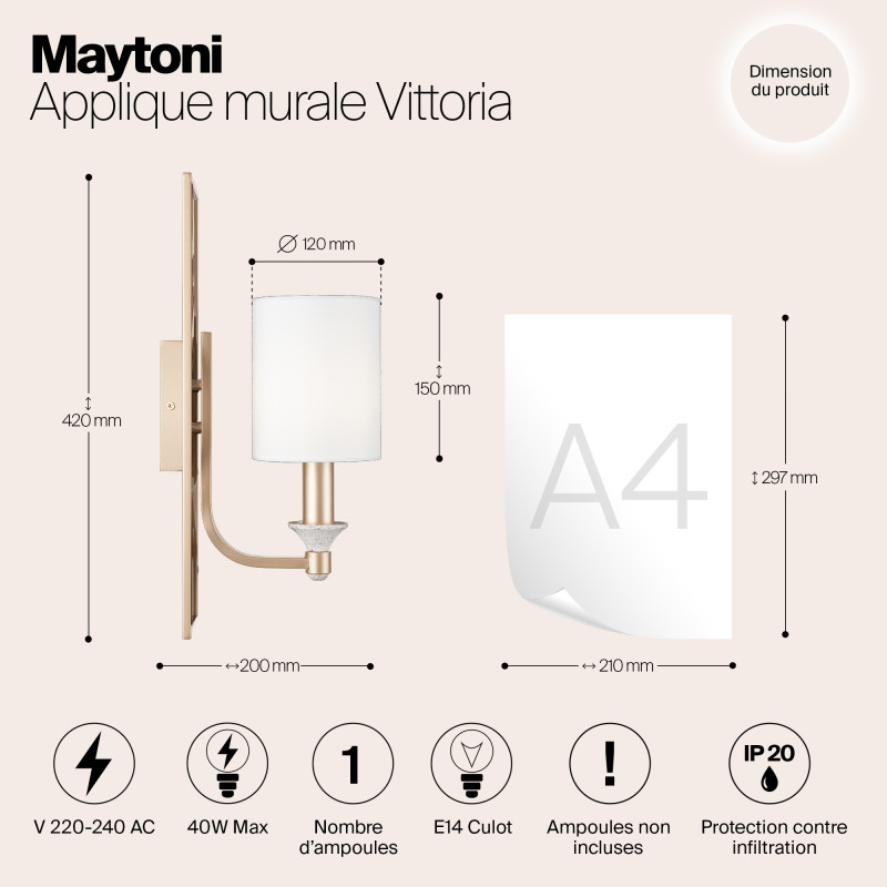 Бра Maytoni Vittoria H005WL-01BG, кремовый