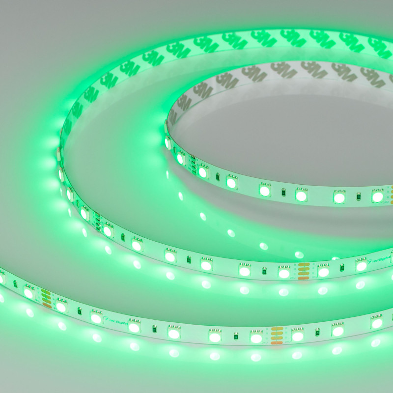 Лента RT-B60-10mm 24V RGB (14.4 W/m, IP20, 5060, 5m) (Arlight, Открытый) 010367(2). Цена указана за 5 метров. Продается кратно 5 метрам.