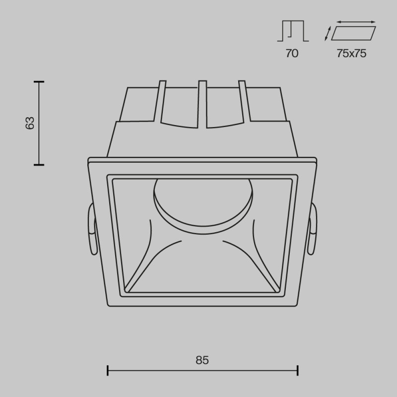 Светильник 9 см, 15W, 3000K, Technical DL043-01-15W3K-D-SQ-WB, белый-черный, 36°, Dim, Triac