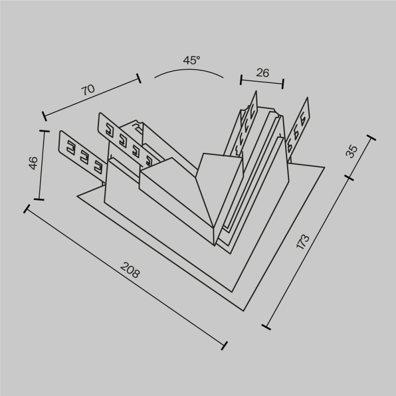 Угол-соединитель 45° Exility встраиваемый под ГКЛ 12,5мм, черный 16,7*12*4,6 см, LED*W TRA034CLS-42.12B Maytoni, Черный