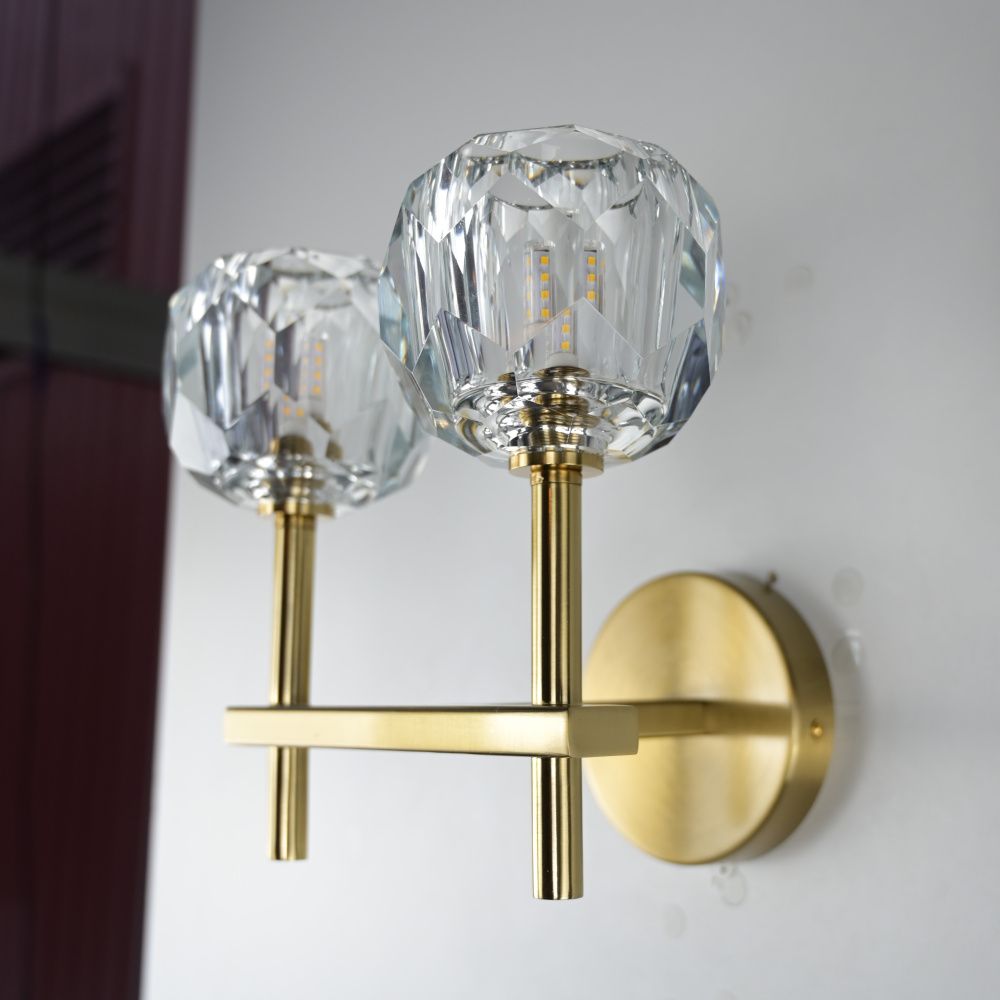 Бра Boule de Cristal Double Sconce Brass 16*13*22 см, 2*G9*40W, ImperiumLoft 44.233, Бронзовый