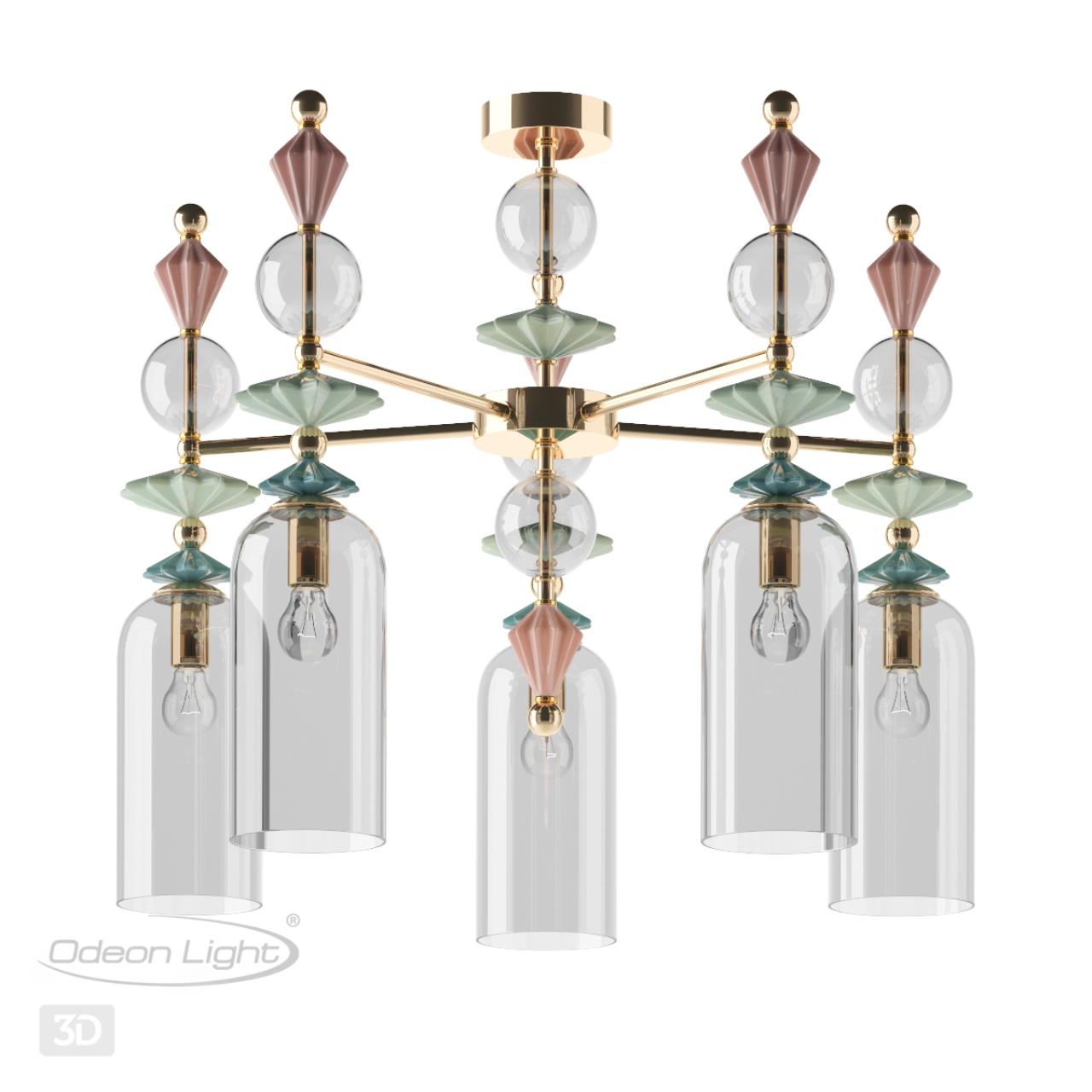 Подвесная люстра Odeon Light Bizet 4855/5C, диаметр 70 см, золото