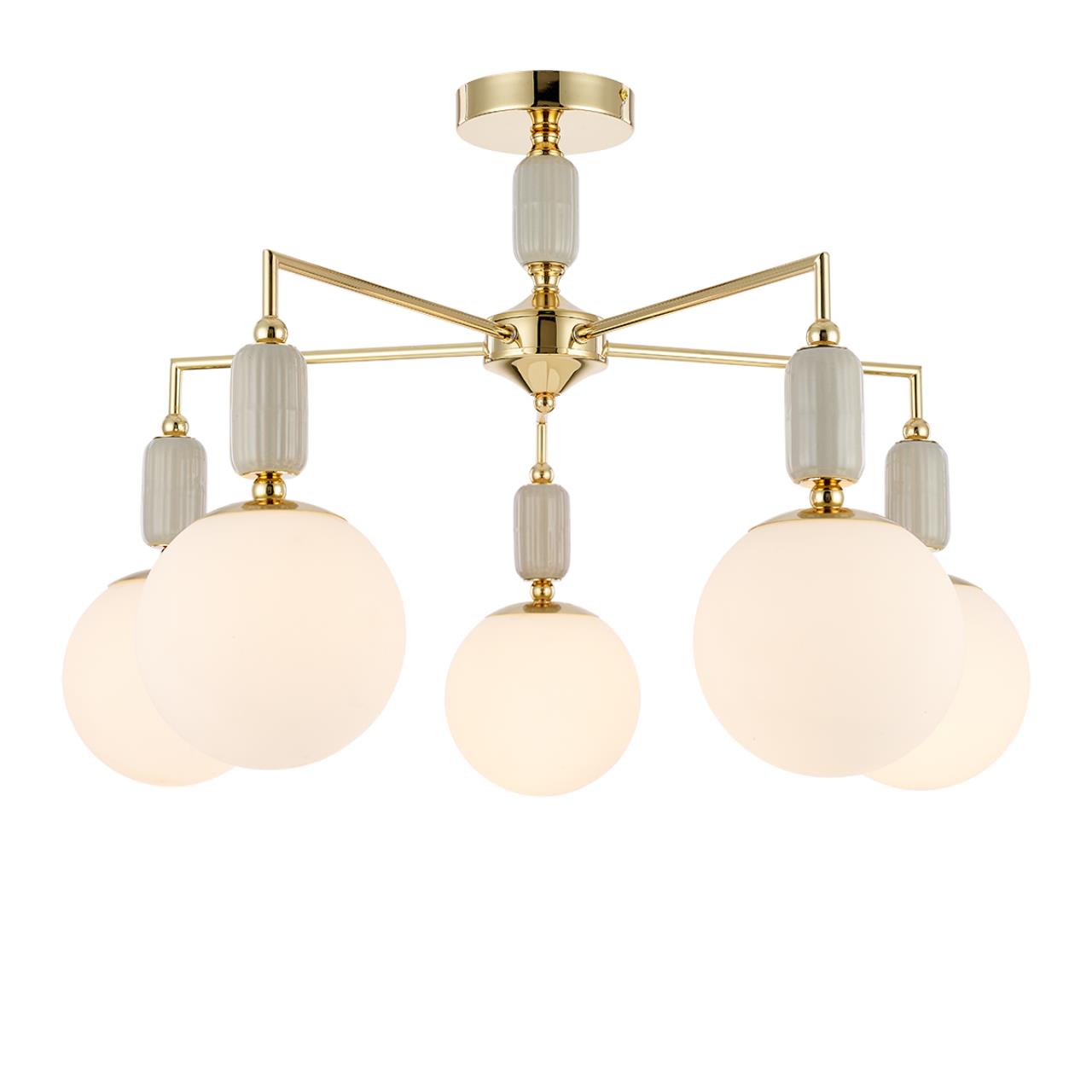 Люстра потолочная 69*46,5 см, 5*E14 Lumion Vivien 6580/5C французское золото, серый
