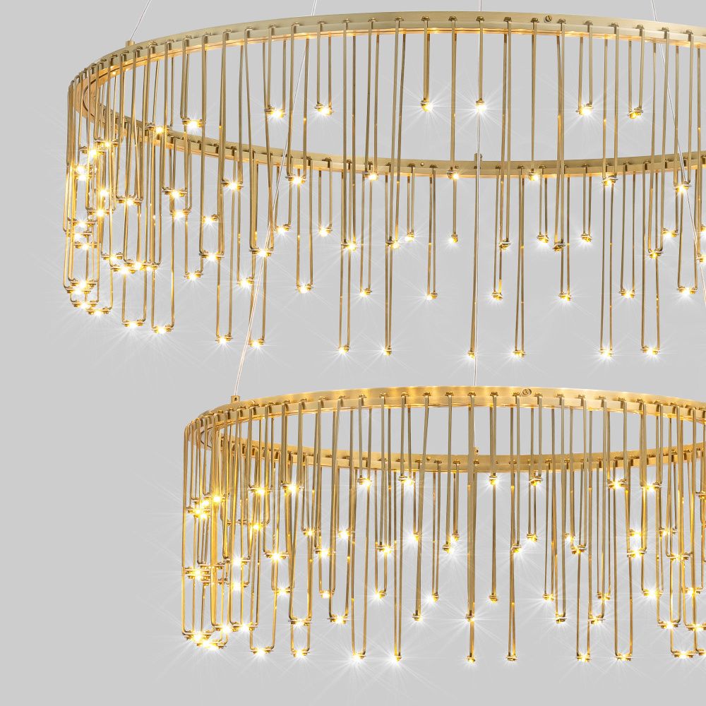 Подвесной светильник 65*65*180 см, LED 74W, 3000K, Bogate's Firefly 454/2, латунь, a067790