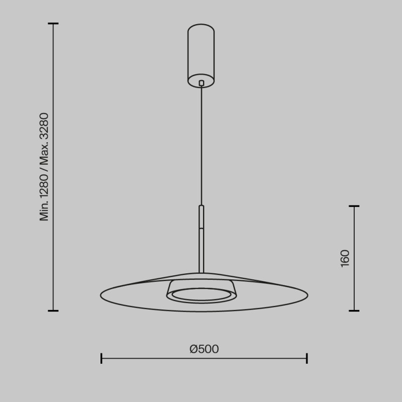 Подвесной светильник 50*328 см, LED, 12W, 3000К, Maytoni El MOD041PL-L15W3K1 черный