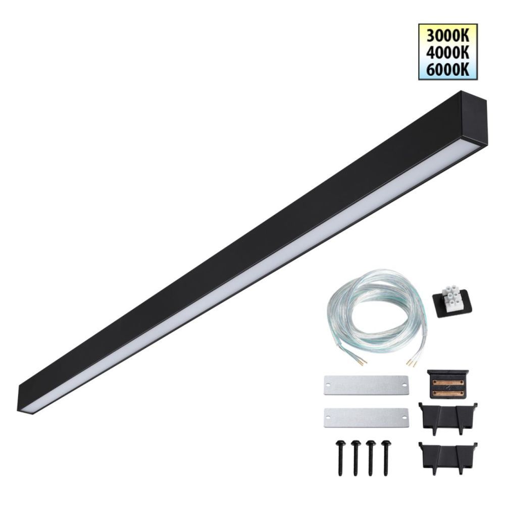 Светильник 120*4*6- см, 1*LED*40W, 3000/4000/6000K, Novotech Fatto Over 359605, черный,  линейный с переключателем цветовой температуры