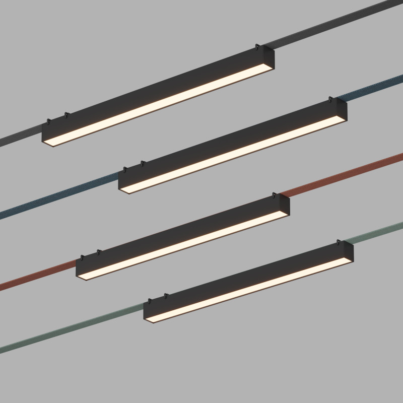 Трековый однофазный светильник 64 см, 24W, 3000K, Denkirs Belty Linear DK5577-BK, черный