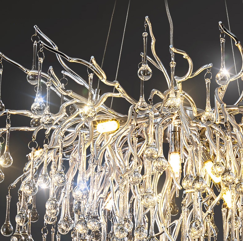 Светильник подвесной ElegantLight DZN-8193 SILVER/СЕРЕБРО D1200*600/H2000/13/G9/35W RAIN 22-07