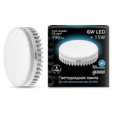 108008206 Лампа Gauss GX53 6W 490lm 4100K LED 1/10/100