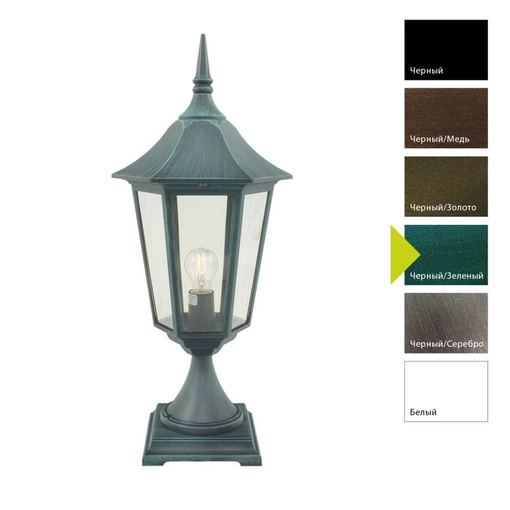 Фонар-пьедестал 32*32*85 см, E27*100 (накал.) 77 (гал.)W, Natural Concepts Norlys Modena Big 491BD, BG (Черный/Зеленый)