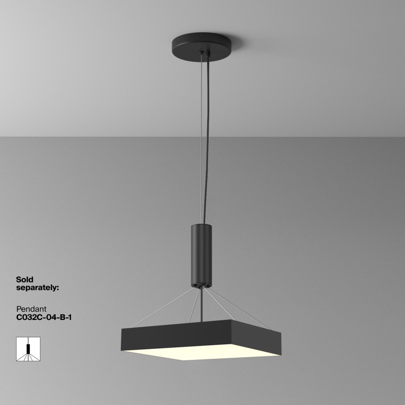 Светильник 40 см, 45W, 3000K, Maytoni Zon C032CL-45W3K-SQ-B, черный