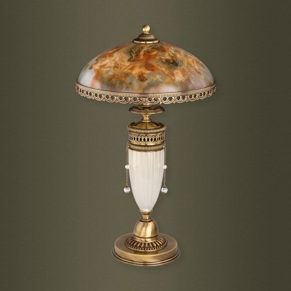 Настольная лампа Kutek Bibione BIB-LG-1(P)P латунь, патина, орнамент P - Pearl - жемчуг