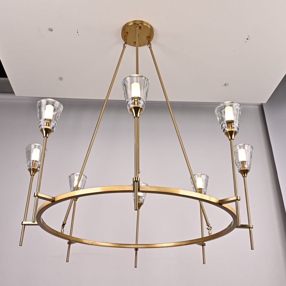 Люстра на штанге TORCHE DE VERRE Round Chandelier 8 116*116*50 см, 8*G9*40W, ImperiumLoft 40.1551, Латунь