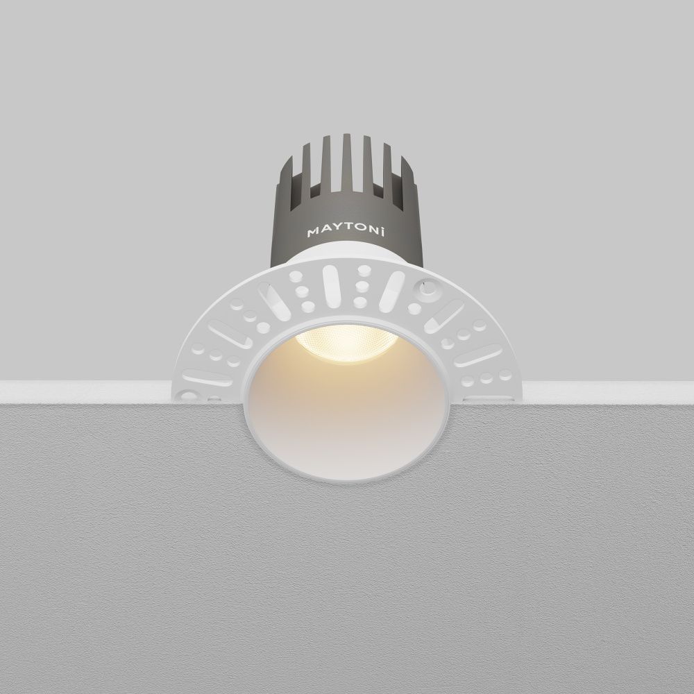 Встраиваемый светильник 9*10 см, вр 6 см, *LED*10W, 3000K, Maytoni Dip DL120-10W-3K-TRS-W, Белый