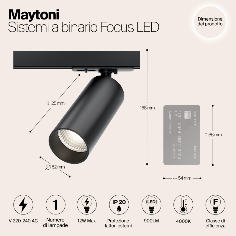 Трековые светильники Maytoni Track Lamps TR021-1-12B4K, 12W LED, 4000K, черный