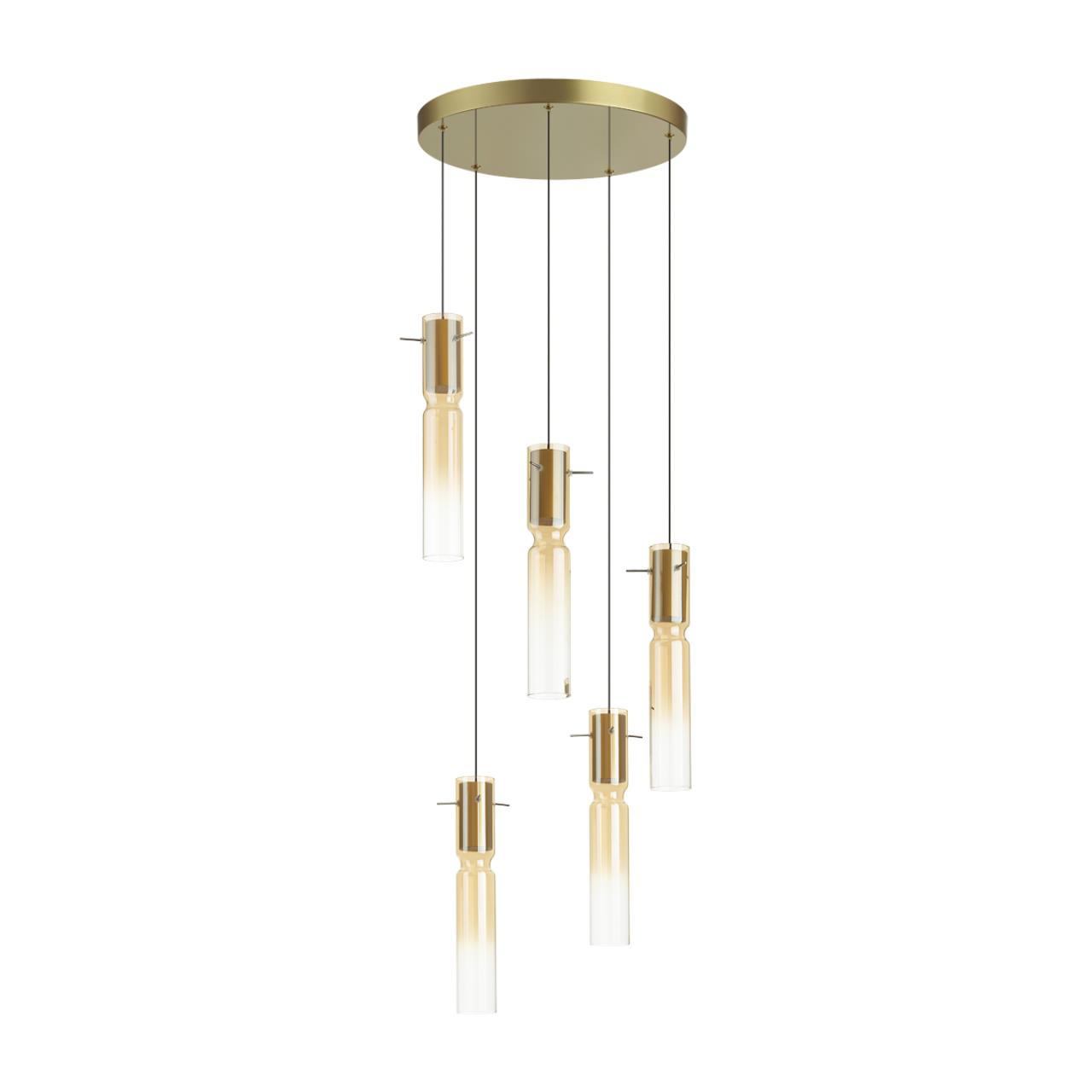 Люстра каскадная 40*40*150 см, 5 LED*5W, 3000 К, Odeon Light Scrow, золотой 5058/25LA