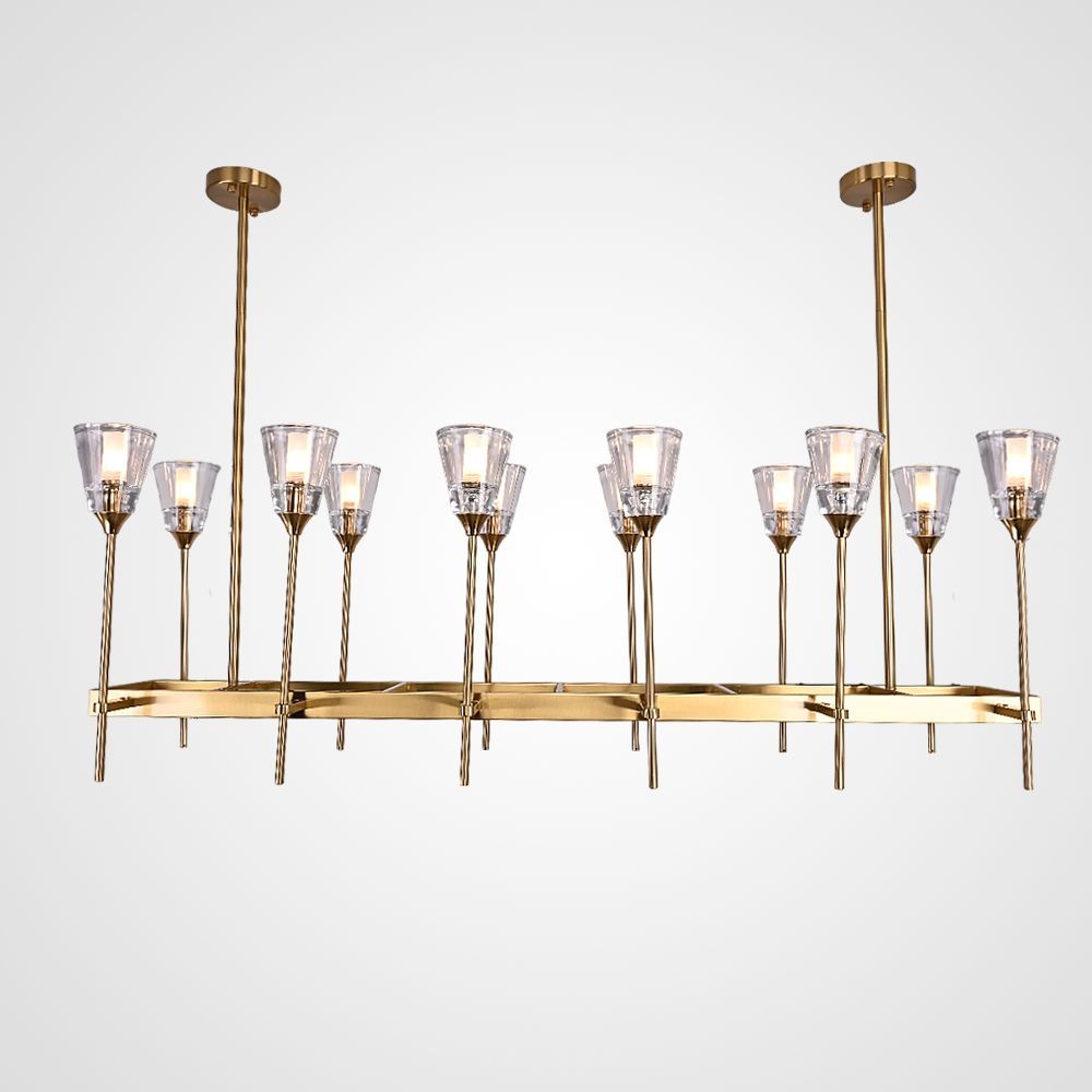 Люстра на штанге TORCHE DE VERRE Linear Chandelier 12 139*45*50 см, 12*G9*40W, ImperiumLoft 40.1548, Латунь