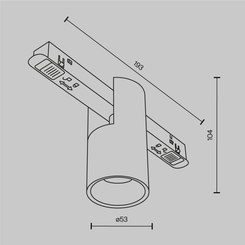 Светильник на шине 5,3*5,3*10,4 см, LED, 7W, 4000К, Maytoni Technical ALFA TR122-2-7W4K-BS латунный