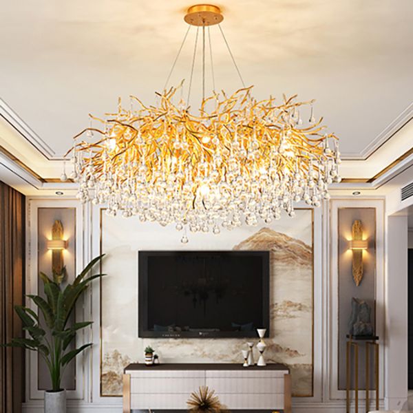 Подвесная люстра Droplet Chandelier circle D100 100*100*55 см, 13*LED*40W, ImperiumLoft 40.2695, Золотистый