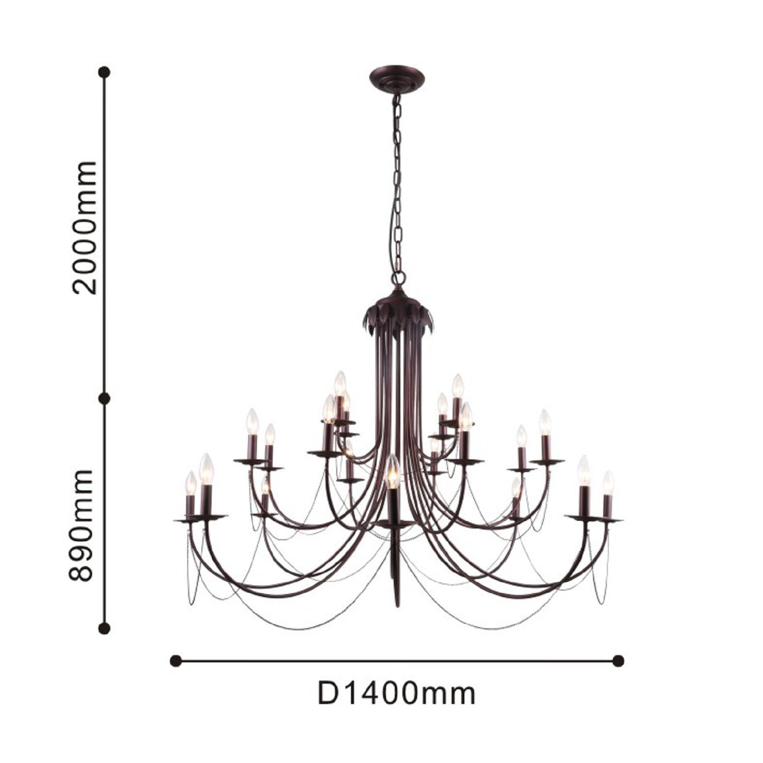 Подвесная люстра F-Promo Plini 2590-20P, D1400*H890/2890, кофейный
