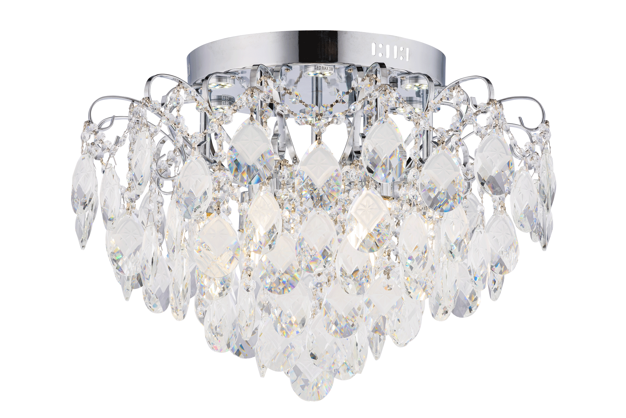Люстра 550*400, E27 x 6+LEDx6 3W*E27+LED, 40W Sfera Sveta Хрусталь (Эконом) 1528/6+6 CR, Хром