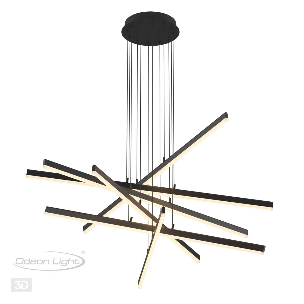 Подвесной светильник Odeon Light Rudy 3890/96L, 96W LED, 4000K, диаметр 102 см, черный