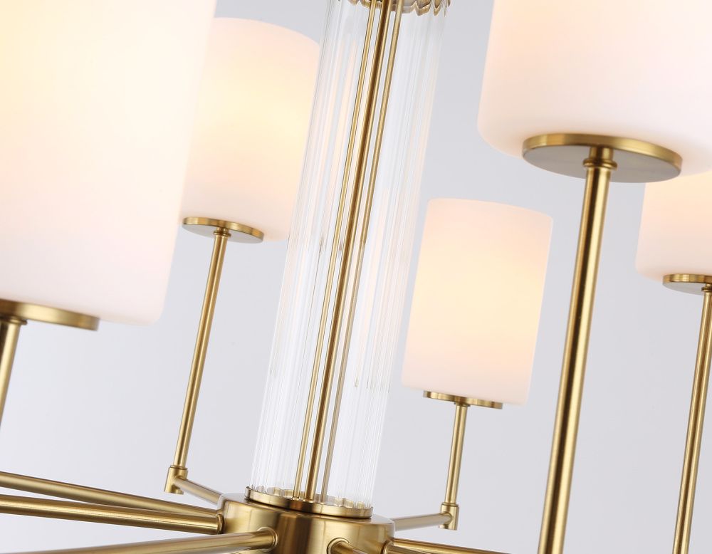 Люстра со стеклянными плафонами на штанге **60- см, 8*E27*60W, K, Ambrella Light High Light LH56217, латунь