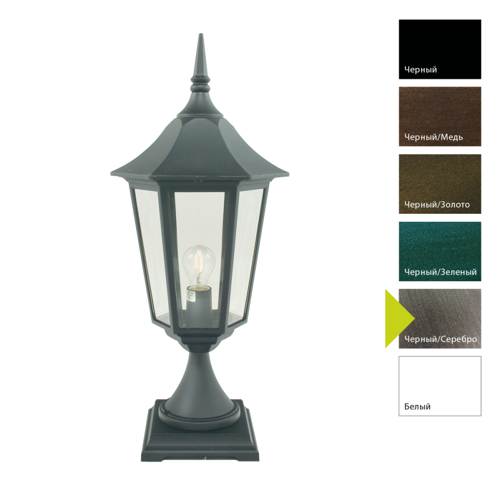 Фонар-пьедестал 32*32*85 см, E27*100 (накал.) 77 (гал.)W, Natural Concepts Norlys Modena Big 491BC, BS (Черный/Серебро)
