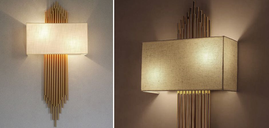 Бра Sohne CG 90-0009 FIORE Black H75 W32 32*32*75 см, 2*E14*40W, 3000K, ImperiumLoft 44.29, Золотистый