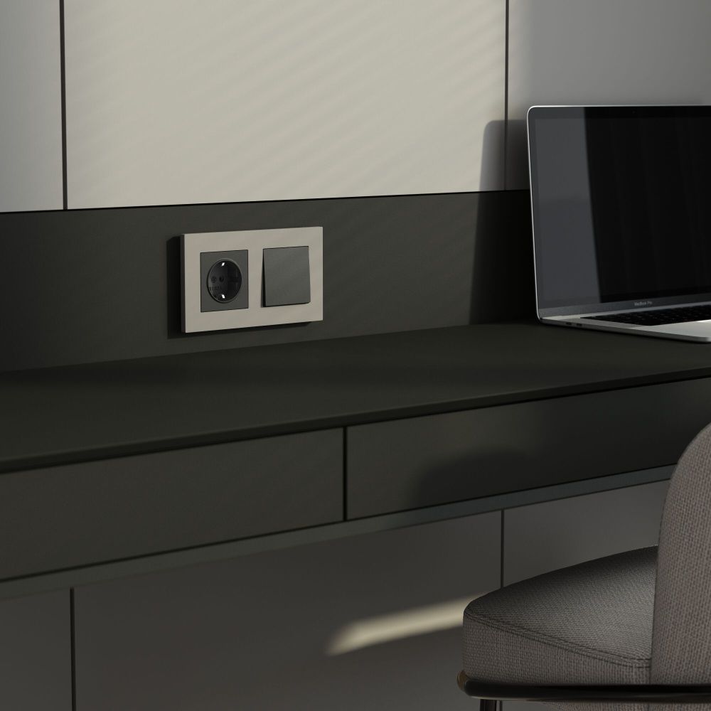 W0022917 Рамка на 2 поста Slab, дымчатый софт Werkel, 4690389218415