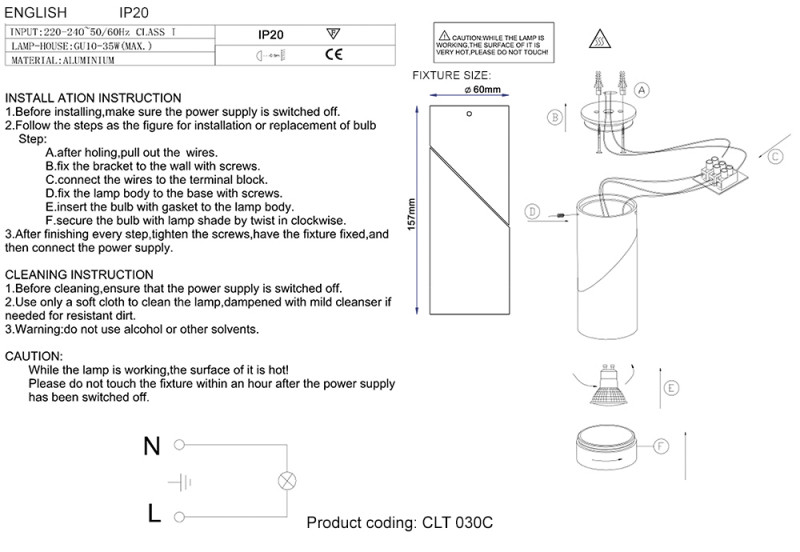 Светильник 6 см, Crystal Lux CLT 030C WH Белый