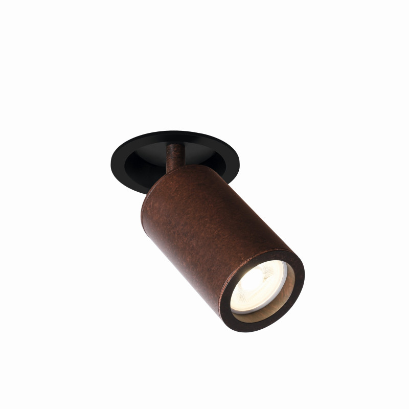 Врезной светильник Favourite Angularis 2804-1C, D80*H175, врезной светильник с углубленной базой, поворотный плафон, сочетание черного цвета и цвета ржавчины