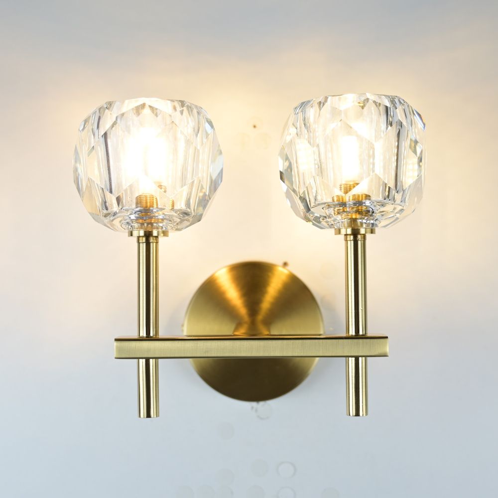 Бра Boule de Cristal Double Sconce Brass 16*13*22 см, 2*G9*40W, ImperiumLoft 44.233, Бронзовый