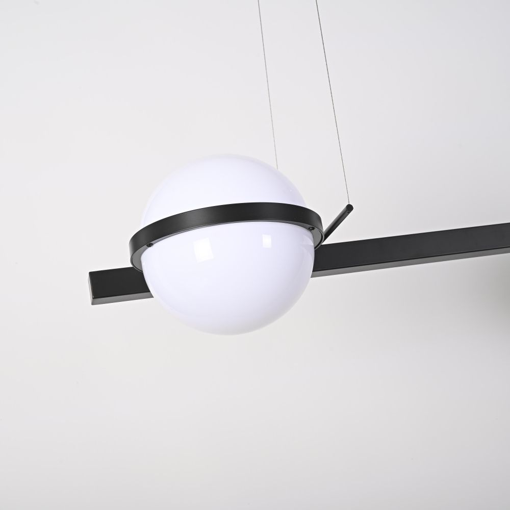 Реечный подвесной светильник PALMA Wall lamp 3 шара + 1 вазон горизонтальная 195*48*47 см, 4*LED*10, 2W, 3000, 4000, 5000K, ImperiumLoft 22.93726, Чёрный