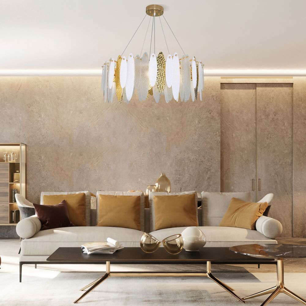 Подвесной светильник 80*80*29-120 см, 10*E14*60W, Bogate's Canaria 326/10, золото, a070620