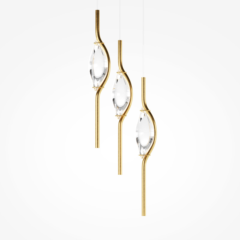 Каскадная люстра 30*30*365 см, LED, 3000К, Maytoni Foresight MOD347PL-L24BS3K латунный