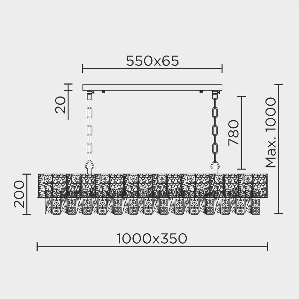 Подвесная люстра 35*100*50/100 см, 10*Е14 MODELUX premium ML.6986.1000P GD золото