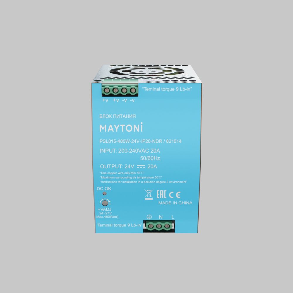 Источник напряжения PSL015 24V 480W IP 20 821014 Maytoni Led Strip  Серебро