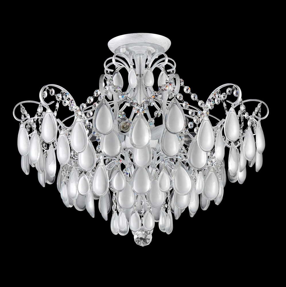 Светильник потолочный 59 см, Crystal Lux SEVILIA PL6 SILVER Белый, серебряная патина